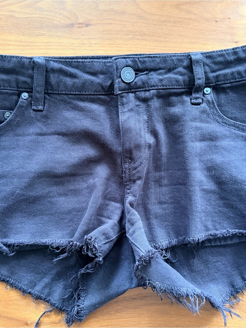 Talula Black Frayed Hem Denim Shorts - sz 27